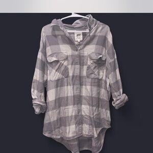 Aerie Gray Hooded Shirt